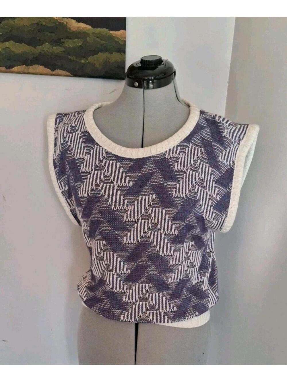vintage deadstock sweater vest women's Kmart Purple White Retro Top Original Tag